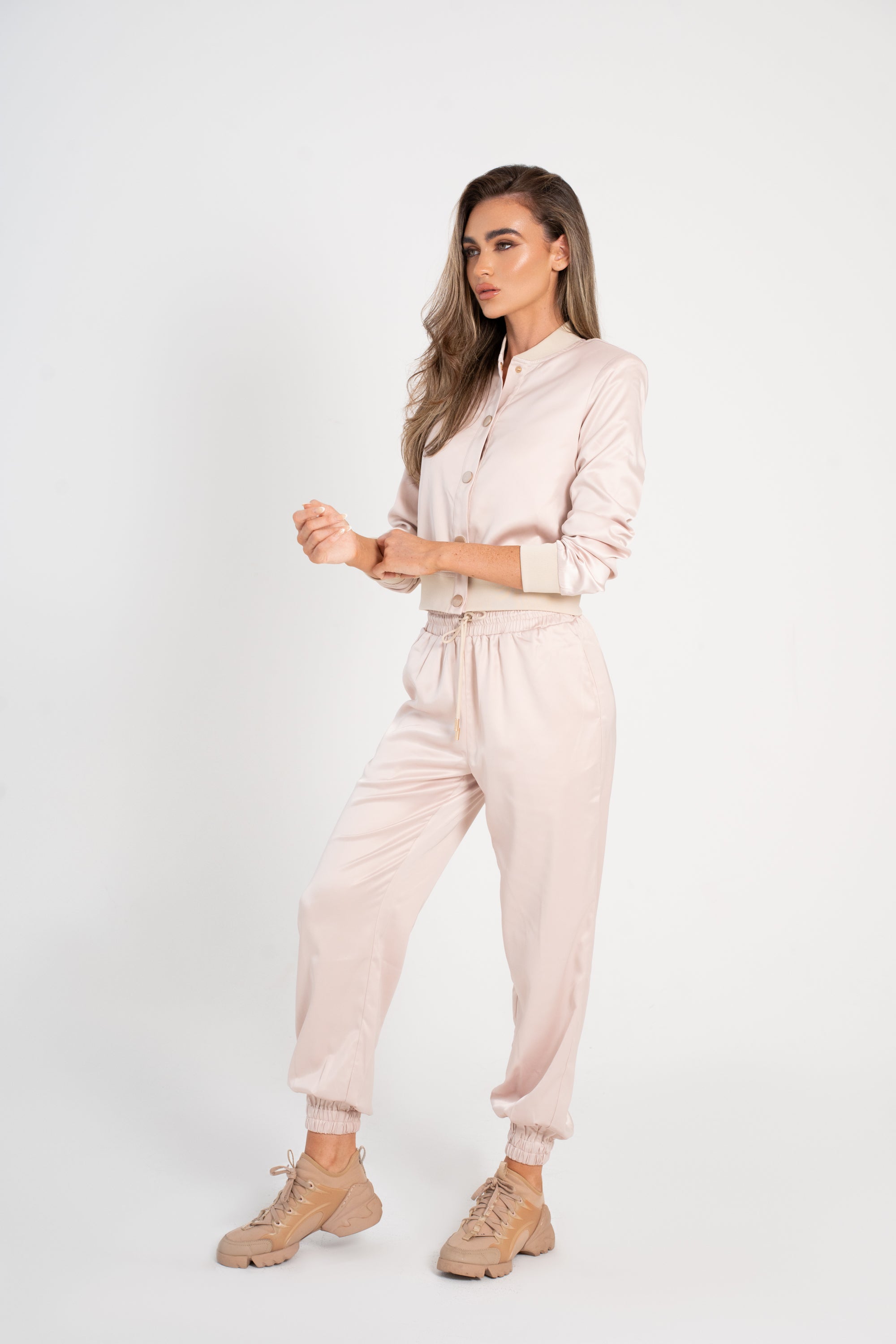 SATIN TRACKSUIT SET Blush Pink XS 6 8